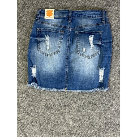 Wax Jean womens size Small Blue Denim Distressed Skirt - Picture 9 of 13